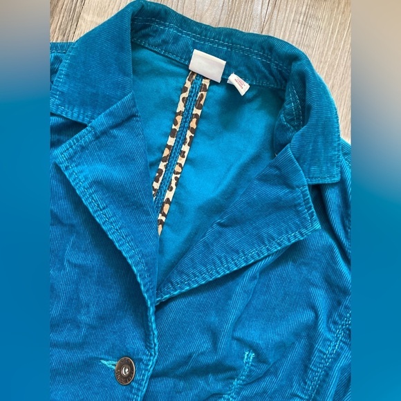Vintage y2k Canyon River Blues Turquoise Curduroy Blazer Jacket Medium Boho - Picture 5 of 16